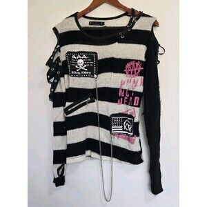 Gothic Lolita Punk Sweater Womens L Y2K Top GLP Goth Punk Rock Retro Emo Grunge